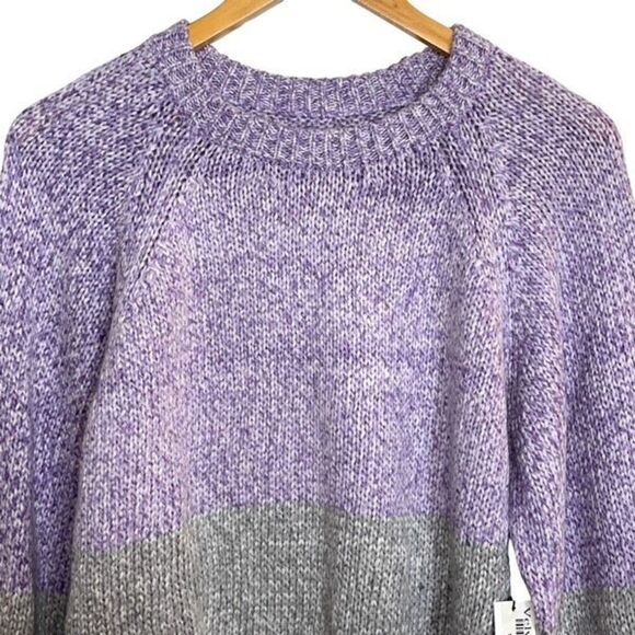 Velvet By Graham & Spencer‎ Womens Colorblock Skylar Sweater Lilac Gray XL NWT - Picture 4 of 11